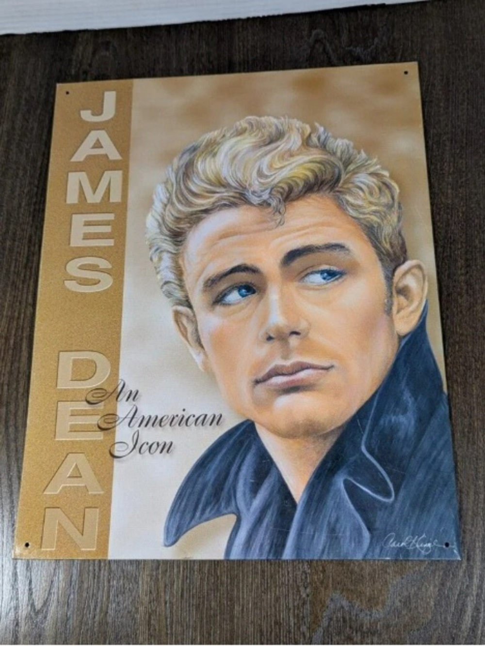 Gold and Blue Portrait Art Poster - Classic Male Icon
